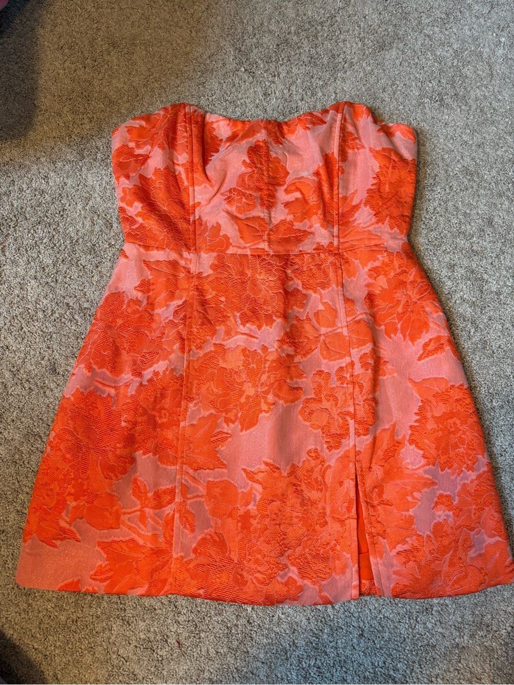 Showpo Brailey Mini Strapless Dress In Orange Jacquard